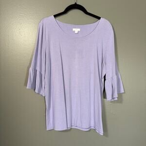 J. Jill Women's Light Purple Minimalist Boho Ruffle Sleeve Top - Size Medium